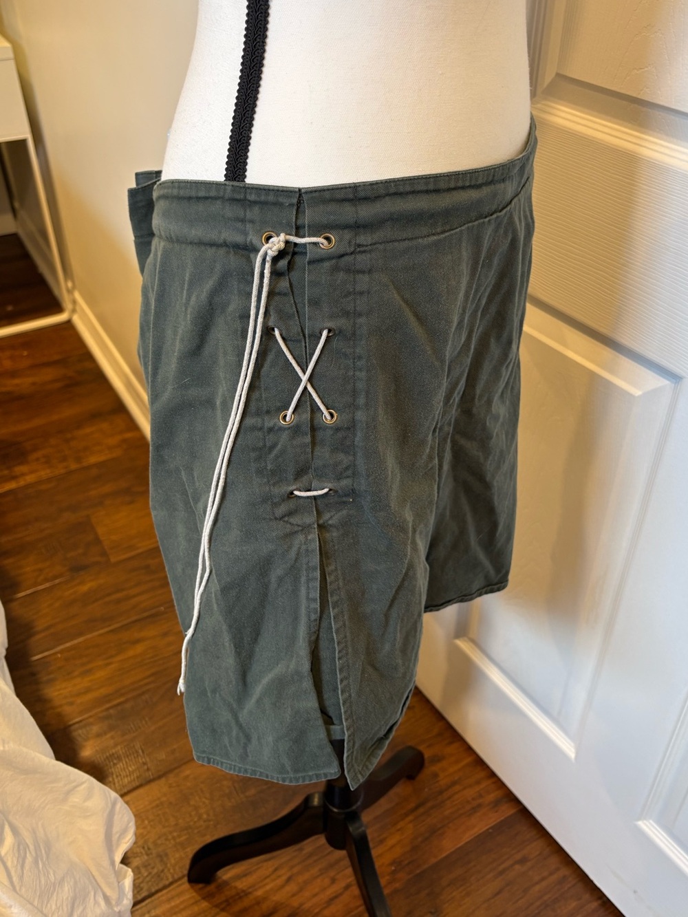 PS Chino Army Green Lace Up Cargo Mini Skort Plus Size 24 Y2K Utility